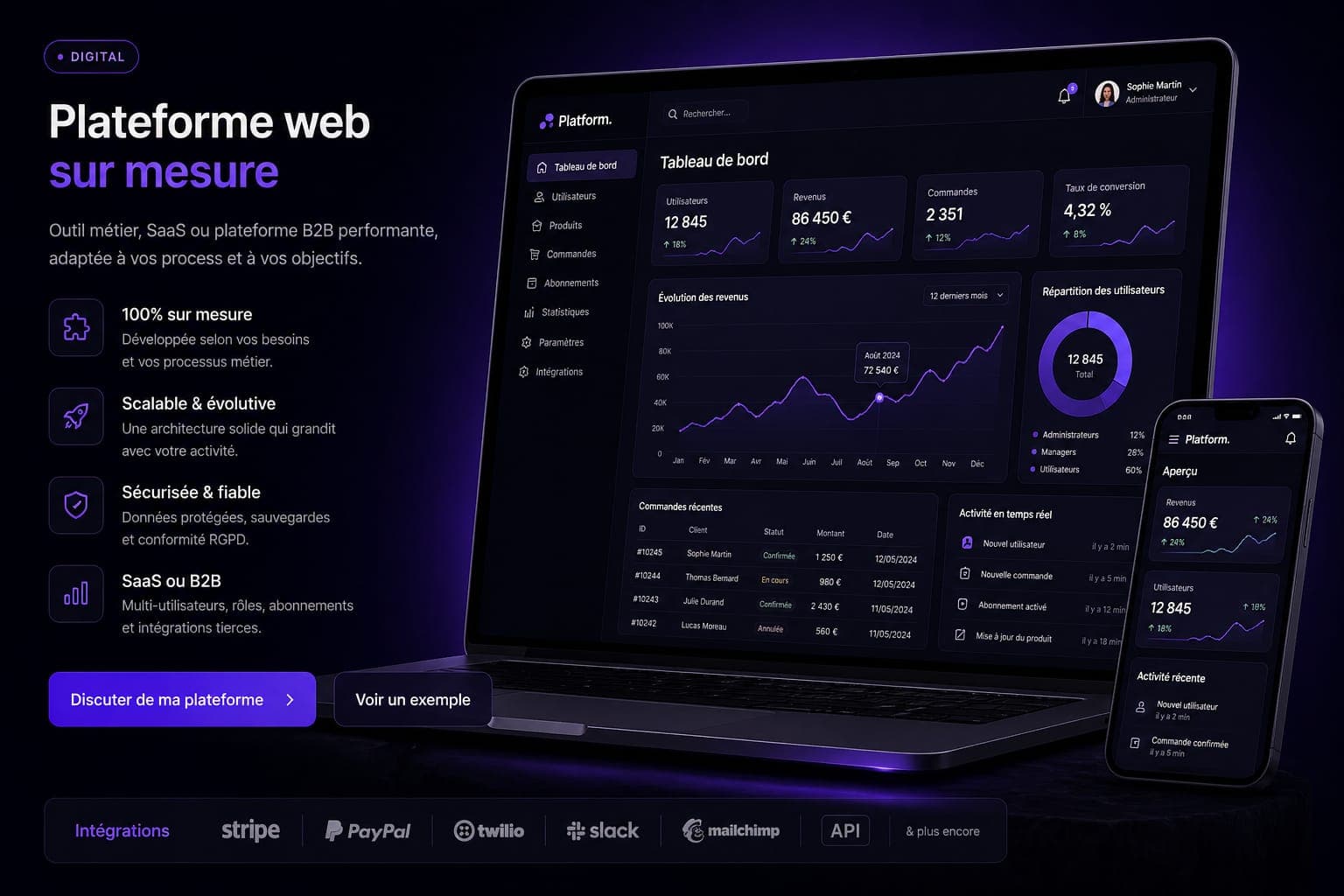 Plateforme web sur-mesure
